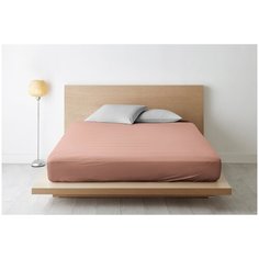 Простыня на резинке НОЧЬ НЕЖНА Кораллово-розовый, Поплин гл/кр 140х200х20