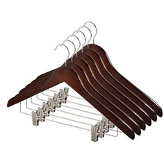 Набор вешалок дерев., 6 шт., прямых, с метал. клипс. и переклад., 44.5*23*1.2 см, кор.цвет Valiant