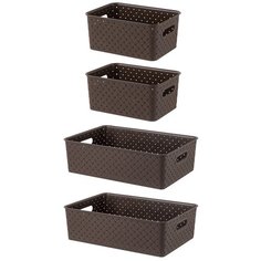 Набор 4 корзинок 3 л ; 3 л ; 7,5 л ; 7,5 л "Береста" темно-коричневый EL Casa