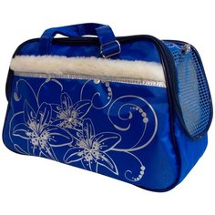 DOGMAN сумка-переноска модельная № 7М, зима, иск. мех, синяя, 38 х 18 х 26 см (1 шт)