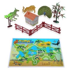 Набор животных Oubaoloon с элементами пейзажа и игровым полем, в пакете (0588-67)