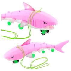 Игрушка-каталка Oubaoloon Акула, свет, звук, в пакете (773)
