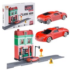 Парковка Oubaoloon с фасадом магазина и машинкой, в коробке (768-7)