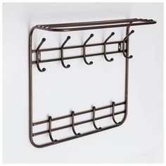 Вешалка настенная 2-х ярусная "Комфорт" 5/4 кр. цв.медный антик 5365652 Сима ленд