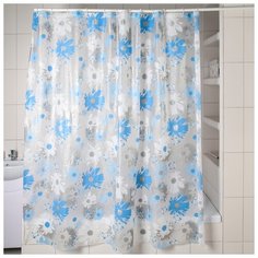 Штора для ванной "Васильки", 180х180 см, EVA Доляна