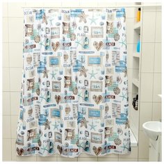 Штора для ванной "Морская идилия", 180х180 см. EVA 4442893 Доляна