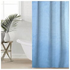 Штора для ванной "Полоска", 180х180 см, полиэстер, цвет голубой Доляна