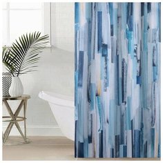 Штора для ванной оксфорд 145х180 "Вертикальные мазки" 6492189 Сирень