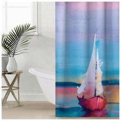 Штора для ванной оксфорд 145х180 "Парус" 6492196 Сирень