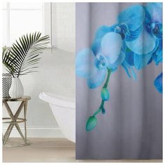 Штора для ванной оксфорд 145х180 "голубая орхидея" 6492199 Сирень