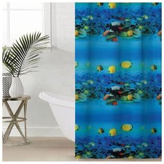 Штора для ванной комнаты 180х180см "Рифы", полиэстер 4658681 Сима ленд