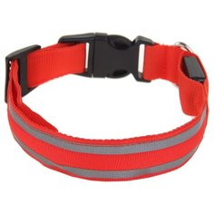 Ошейник с подсветкой и 2 светоотражающими полосами, размер М, 3 режима свечения, красный 1279897 Пижон