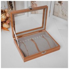 Подставка под кулоны, цепи "Шкатулка", 12 крючков, 20*15*4,5, цвет серый 5111748 Сима ленд