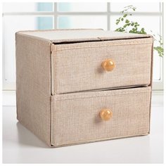 Короб, 2 выдвижных ящика 22х22х20,5 см "Франческа", цвет бежевый 3692706 Сима ленд