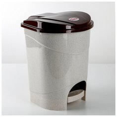 Контейнер для мусора 7л с педалью бежевый мрамор 1155676 Idea (М Пластика)