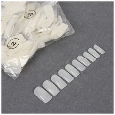 Типсы для наращивания ногтей 500шт 10р-ров прямоуг натур пакет наклейка QF 5222109 Queen Fair