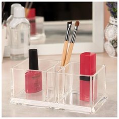 Органайзер д/хранения космет принад 4секц 14,8*8,2*6см прозрачн 3734886 Сима ленд