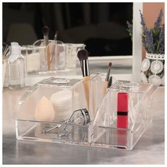 Органайзер д/хранения космет принад с 2крышк 10секц 25,2*20,8*10см акрил прозрачн 3036145 Сима ленд
