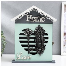 Ключница дерево 6 крючков домик "Замочная скважина и ключ" 30х23,5х6,5 см 4566101 Сима ленд