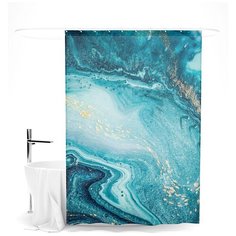 Шторка для ванной "Сирень"; Голубая бездна; Размер: 145 х 180