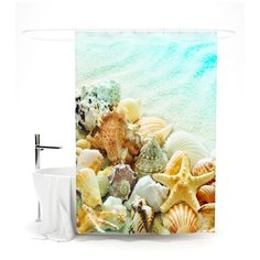 Шторка для ванной "Сирень"; Королевство ракушек; Размер: 145 х 180