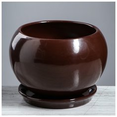 Цветочный горшок "Шар", премиум, шоколад, 2 л 4309221 Керамика ручной работы
