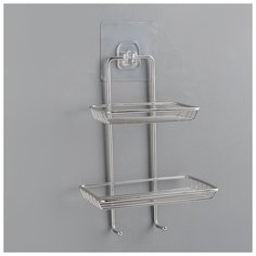 Мыльница 2-х ярусная на липучке, 2 крючка 14,5х10х21 см 4563584 Сима ленд