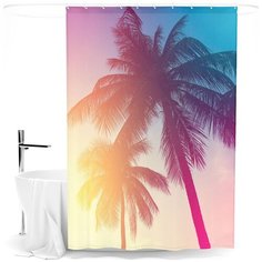 Шторка для ванной "Сирень"; Волшебные пальмы; Размер: 145 х 180