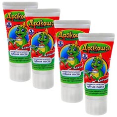 Дракоша Зубная паста гель детская Клубника 60 мл (4 шт в наборе) Happy Moments