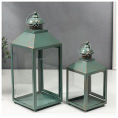 Подсвечник металл "Арабский фонарь" набор 2 шт 28х11х11 37,5х15х15 см 5500473 Сима ленд