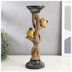 Сувенир полистоун подсвечник "Птички на дереве" 29,5х9х9 см 5181233 Сима ленд