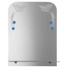 Зеркало «Райские птицы», с пескоструйной графикой и фьюзингом, настенное, с полочкой, 35×45 4348390 Сима ленд