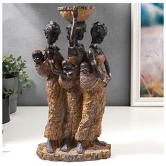 Сувенир полистоун подсвечник "Три африканки с детьми" под дерево 33,5х17,5х11 см 5448917 Сима ленд