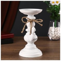 Подсвечник дерево на 1 свечу "Прованс с сердечками" 20,5х11х11 см 4098202 Сима ленд