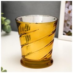 Подсвечник стекло на 1 свечу "Спираль" золото 10,5х9,5х9,5 см 5177274 Сима ленд