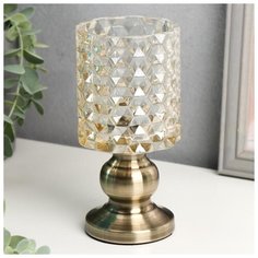 Подсвечник стекло на 1 свечу "Шестигранники" на ножке карамель 16х7,8х7,8 см 5170565 Сима ленд