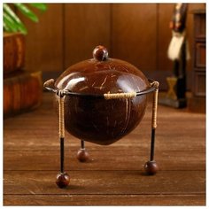 Подсвечник из кокоса "Буди" 15х15х17 см 5013612 Сима ленд