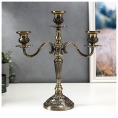 Подсвечник металл на 3 свечи "Розарий" латунь 37х31х12 см 4635005 Сима ленд