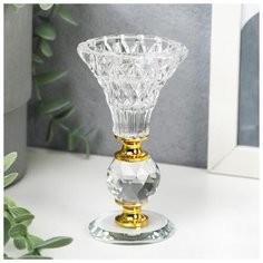 Подсвечник стекло на 1 свечу "Вазон с хрустальным шаром" 11х6х6 см 2533943 Сима ленд