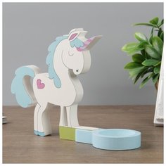 Подсвечник дерево на 1 свечу "Единорог с сердечком" 16,5х24х7,3 см 4285218 Сима ленд