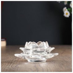 Подсвечник стекло "Лотос" 12х12х5,5 см 1657930 Сима ленд