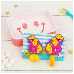 Набор "Пони", держатель для зубной щётки, крючок, мыльница., 13 х 9,5 см 3944847 Сима ленд