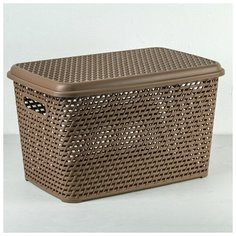 Корзина с крышкой 23 л "Ротанг", цвет бежевый 3940612 Idea (М Пластика)