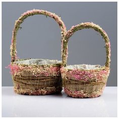 Набор корзин «Нежность», 2 шт, 20×12/32 см, 15×11/27 см, сухоцветы 4485822 Сима ленд