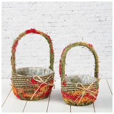 Набор корзин, 2 шт, 20×12/32 см, 16×12×1/27 см, сухоцветы 4376047 Сима ленд