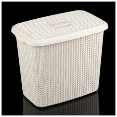 Контейнер для стирального порошка ВЯЗАНИЕ 6л, цвет белый ротанг 4421521 Idea (М Пластика)