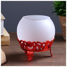 Подсвечник стекло, пластик на 1 свечу "Шар на подставке" красный 9х8х8 см 4551319 Сима ленд