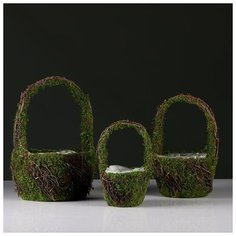 Набор корзин, 3 шт, 20.5X20.5X12.5/32 см, 16.5X16.5X11/27 см, 12.5X12.5X9.5/22 см 4939115 Сима ленд