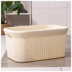 Корзина для белья прямоугольная без крышки 32 л, 50х31х25 см "Ротанг", цвет слоновая кость 5451250 Violet