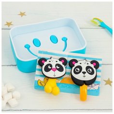 Набор "Панды", держатель для зубной щётки, крючок, мыльница., 13 х 9,5 см 3944851 Сима ленд